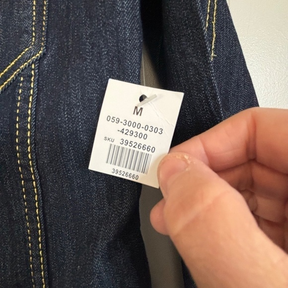 NWT Seductions Y2K dark wash jean jacket gold stitching size M (fits small) - Picture 13 of 16